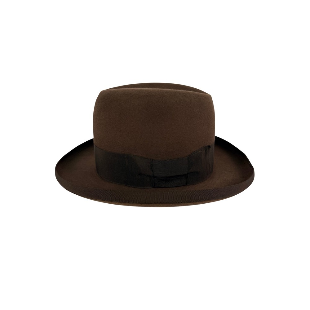 Vintage 1940s Stylepark Templeform Brown Fur Felt Fedora Hat Men's Size 7 1/8